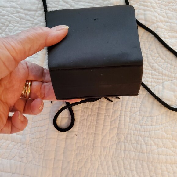 Tiny Black Satin Evening Bag with Tassle - Picture 3 of 6